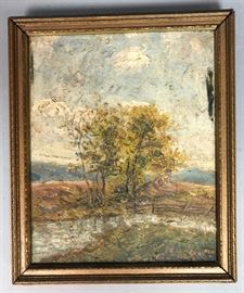 Lot 17 Antique Landscape Oil Painting. Small impressioni