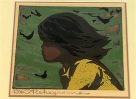 Lot 31 T. NAKAYAMA Print of Young Girl. Graphic modernis
