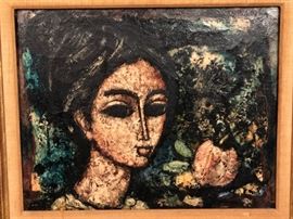 Lot 32 ENRICO CAMPAGNOLA Modernist Portrait Oil Painting