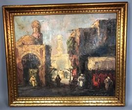 Lot 45 L. GECHTOFF Oil Painting. Middle Eastern scene wi