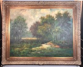 Lot 48 GRAPELLI Lg Landscape Oil Painting. Impressionist