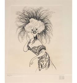 Lot 60 AL HIRSCHFELD Portrait Print of Carol Channing in