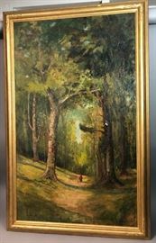 Lot 83 E. Field, 1906 Oil painting on canvas, girl walki