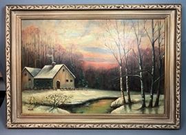 Lot 84 Welsch, oil painting on canvas, house woods and s