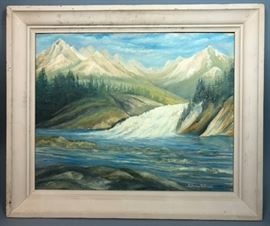 Lot 87 Catherine R. Brogan, oil painting on board, river