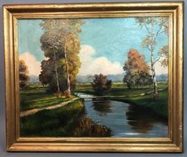 Lot 98 J. Franck, Oil painting on canvas, countryside la