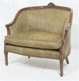 Lot 108 Carved Frame Real Fur Hide Love Seat. Fur upholst