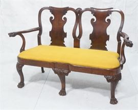 Lot 109 Antique Mahogany Carved Settee Seating. Carved li