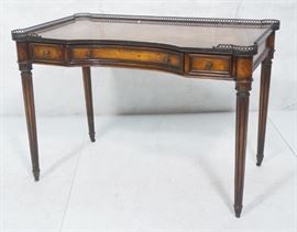 Lot 112 Burled Wood 3 Drawer Antique Writing Desk. Decora