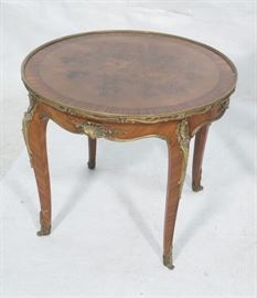 Lot 113 Antique French Style Inlaid Wood Side Table. Deco