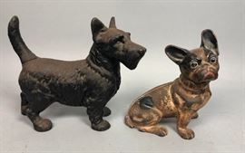 Lot 119 2 Cast Iron Vintage Dog Bookends. French Bulldog 