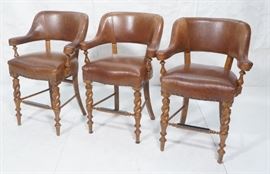 Lot 126 Set 3 STANLEY FURNITURE CO Pool Billiards Stools.