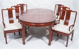 Lot 128 7pc Asian Inspired Dining Set. Round dining table