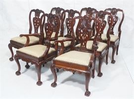 Lot 134 Set 8 Fancy Carved Dining Chairs. Decorative latt