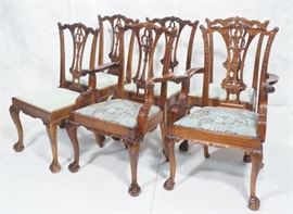 Lot 136 Set 6 Elegant Carved Wood Dining Chairs. Delicate