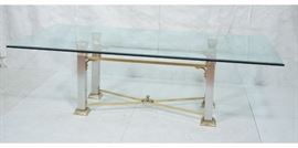 Lot 138 Large Glass Dining Table. Classical Column Metal 