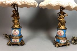 Lot 139 Pr French Gilt Bronze Figural Table Lamps. Seated