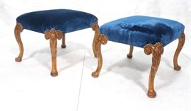 Lot 142 Pr EDWARD FERRELL Carved Wood Foot Stools. Peacoc