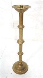Lot 145 Vintage Tall Brass Column Candle Stick with Decor