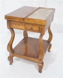Lot 147 Marble  Wood Flip Top Side Table. Top consists o