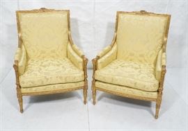 Lot 148 Pr Gilt Carved Wood French Style Bergeres Chairs.