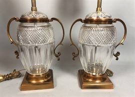 Lot 153 Pr MARBRO French Crystal Table Lamps. Faceted Gin
