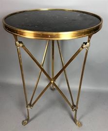Lot 156 Regency Style Brass and Stone Top Gueridon Side 