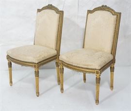 Lot 183 Pr French Style Gilt Wood Side Chairs. Delicately