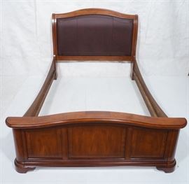 Lot 187 Burgundy Upholstered Wood Frame Bed. Burgundy vin