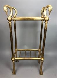Lot 195 Vintage Brass Swan Head Umbrella Stand. Decorativ