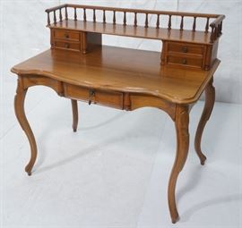 Lot 199 Vintage Serpentine Front Writing Desk. Carved cab