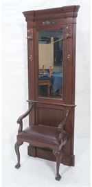 Lot 201 Mahogany Paw Feet Coat Rack. Classical column tri
