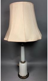 Lot 206 Opaline Glass Vintage Table Lamp. Faceted opaline
