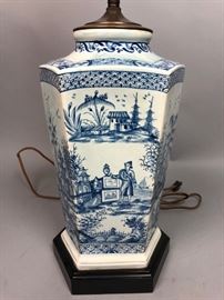 Lot 207 Chinese Export Style Blue Painted Porcelain Lamp.