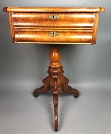 Lot 210 Antique 2 Drawer Pedestal Base Sewing Cabinet. Si