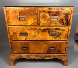 Lot 213 Patchwork Olive Wood Small Campaign Chest Cabinet
