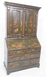 Lot 220 Antique Ebonized Lacquer Asian Style Secretary De