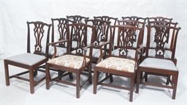 Lot 258 12 Vintage Mahogany Dining Chairs. Pierced slat b
