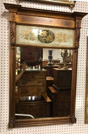 Lot 242 Antique Gilt Wood Mirror. Column sides with folia
