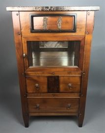 Lot 264 French Marble Top Cabinet Stand with Secret Drawe