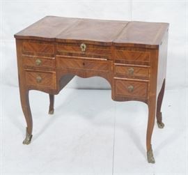 Lot 271 French Style Exotic Wood Inlaid Vanity. Triple fl