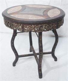 Lot 277 Vintage Chinese Marble Top Round Occasional Table