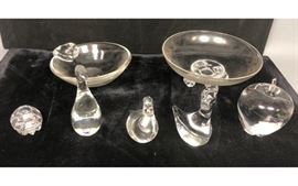 Lot 280 7pc Signed Lead Crystal. STEUBEN, DAUM. Lot inclu