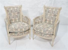 Lot 290 Pr Tall Back Painted Frame Arm Chairs. French Sty