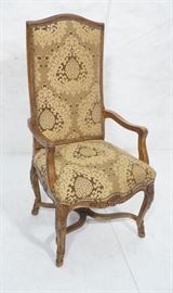 Lot 294 Tall Back Wood Frame Arm Chair. Decorative shell 