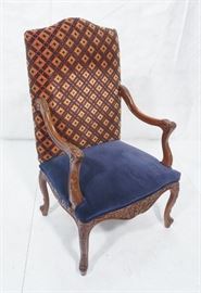 Lot 297 FAIRFIELD Tall Back Carved Arm Chair. Carved wood