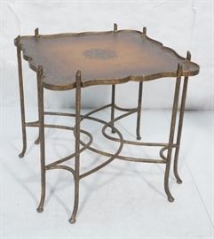 Lot 303 Maitland Smith style Decorator Table. Crackled fa