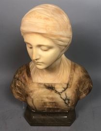 Lot 309 Antique Carved Alabaster Figural Sculpture Bust 