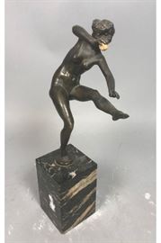 Lot 313 L. FONTONELL Art Deco Bronze Figural Sculpture. V