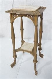 Lot 322 BiLevel Antique Metal Stand. 2 Square inset agat